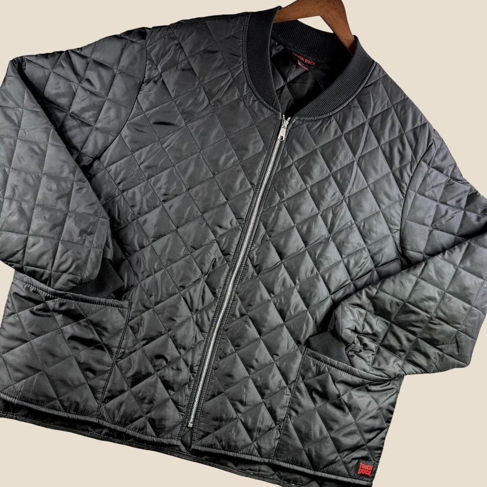 Tough Duck Jacket Men 3XL Black Quilted Freezer Bomber Workwear Streetwear WJ251